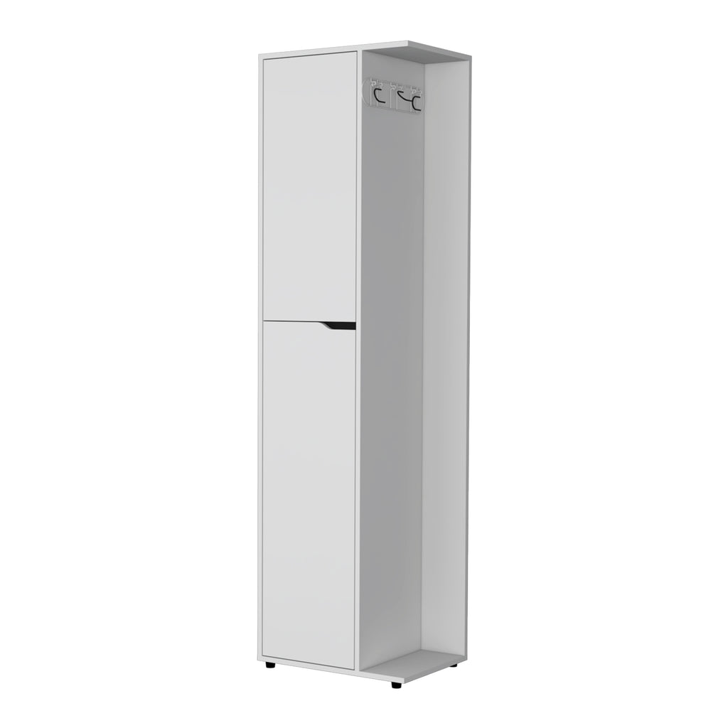 Harper Broom Cabinet With 2 Doors, 3 Shelves, And A Holder