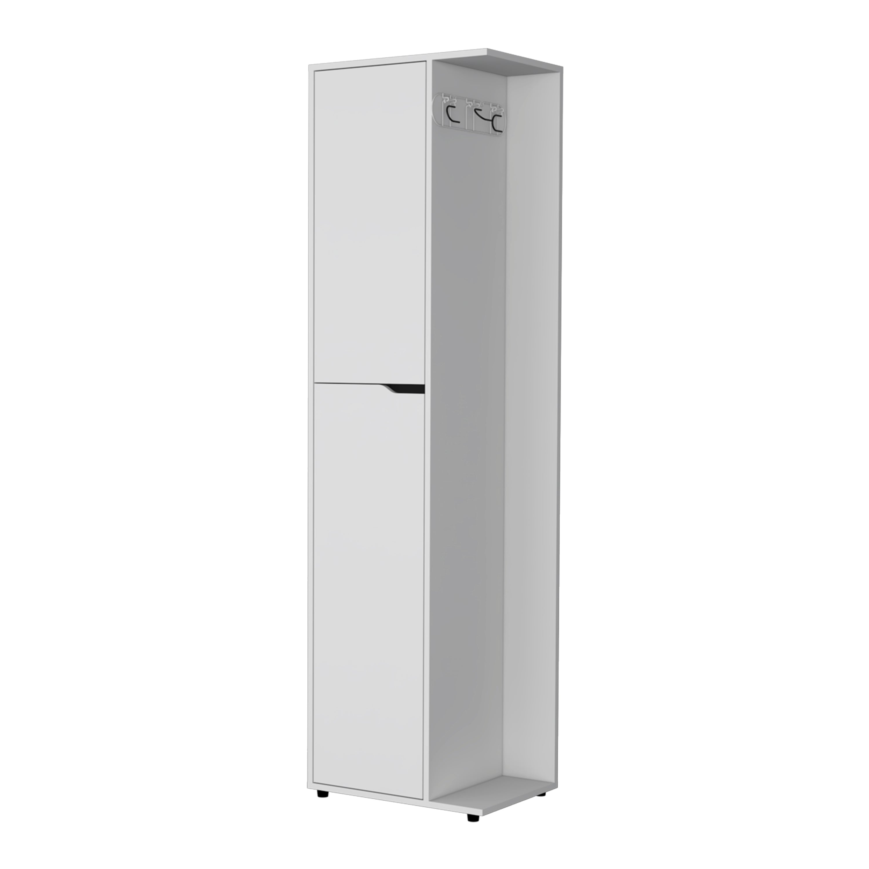 Harper Broom Cabinet With 2 Doors, 3 Shelves, And A Holder