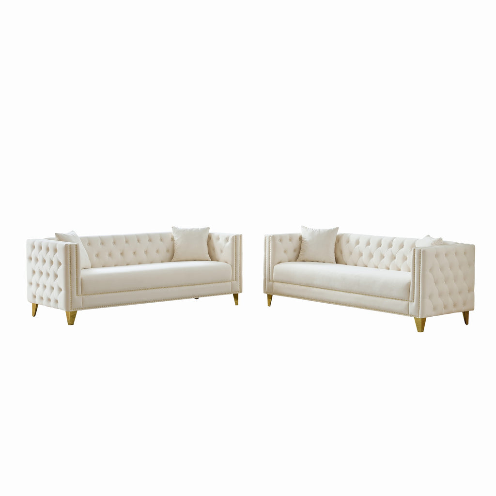 Chesterfield Velvet Sofa 3+3 Seater