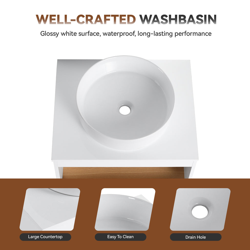 24" Floating Bathroom Vanity with Glossy
