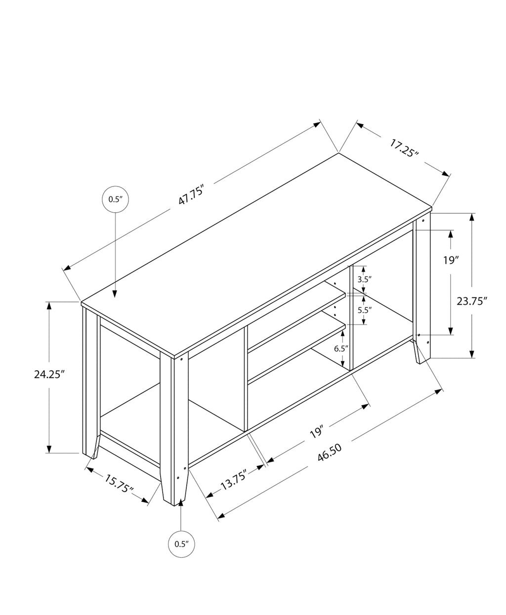 48 Inch TV Stand, Console, Media Entertainment Center