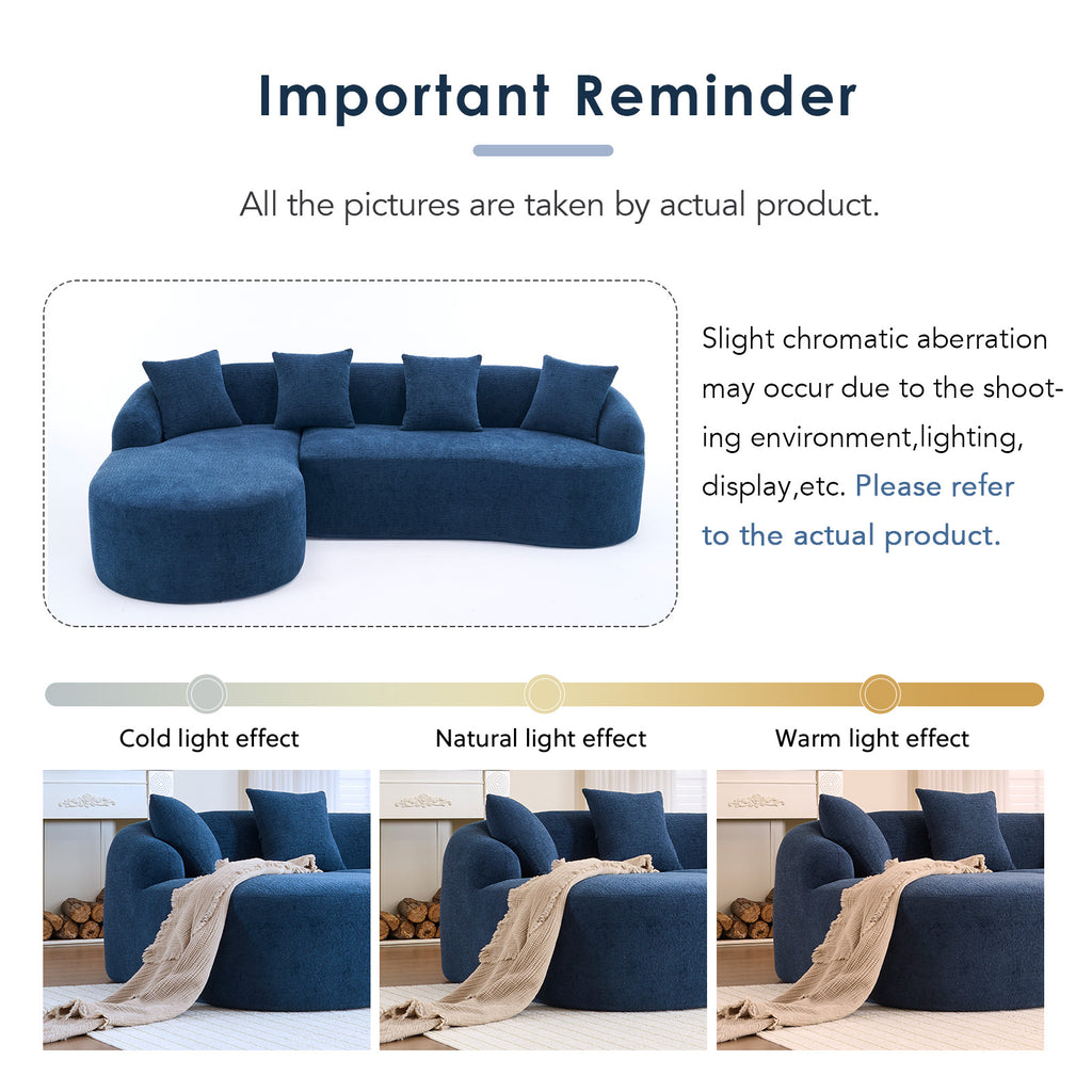 Compression Sponge L-Shape Sectional Sofa with Curved Chaise