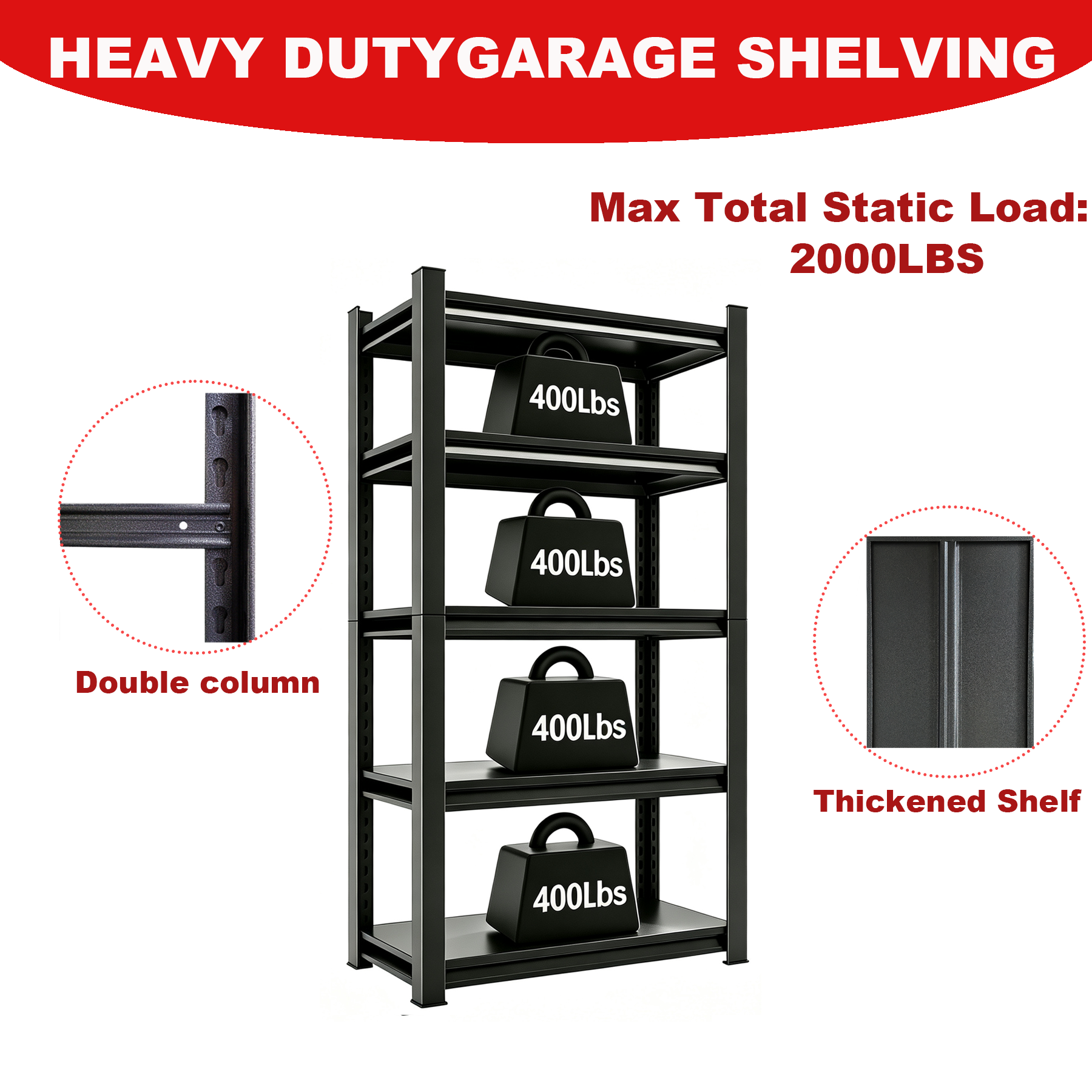 5-Tier Heavy Duty Metal Storage Shelving Unit