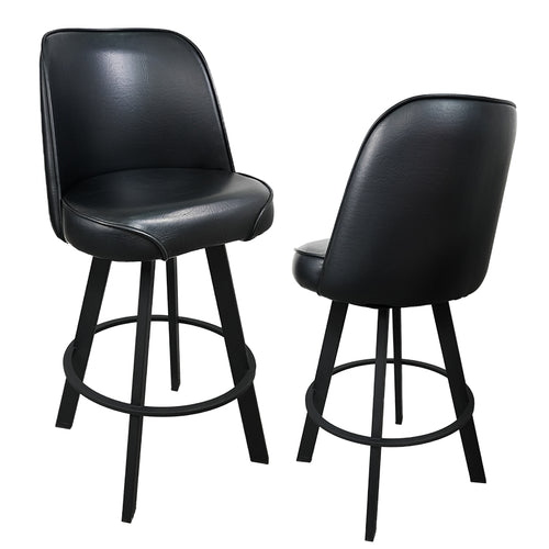 Set of 2 Commercial-Grade Upholstered Swivel Bucket-Seat Bar Stools
