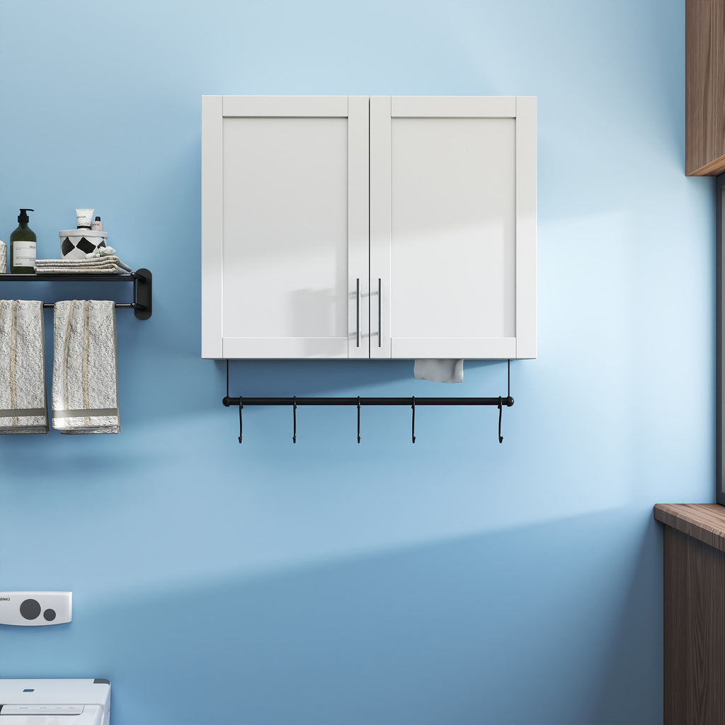 Bathroom Wall Cabinet with Adjustable Shelf and Towel Bar