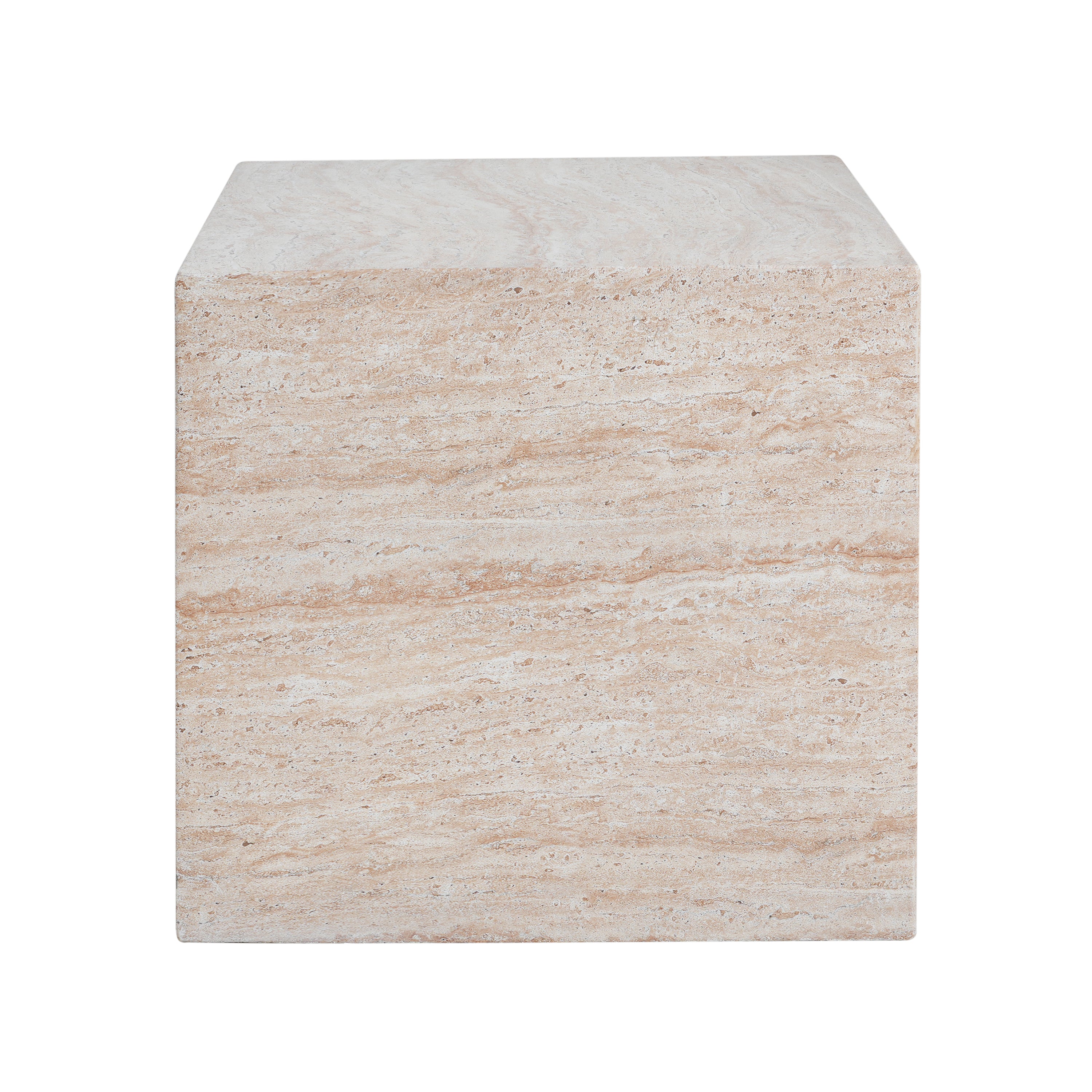 Outdoor/Indoor Square Travertine Lightweight Concrete Side Table