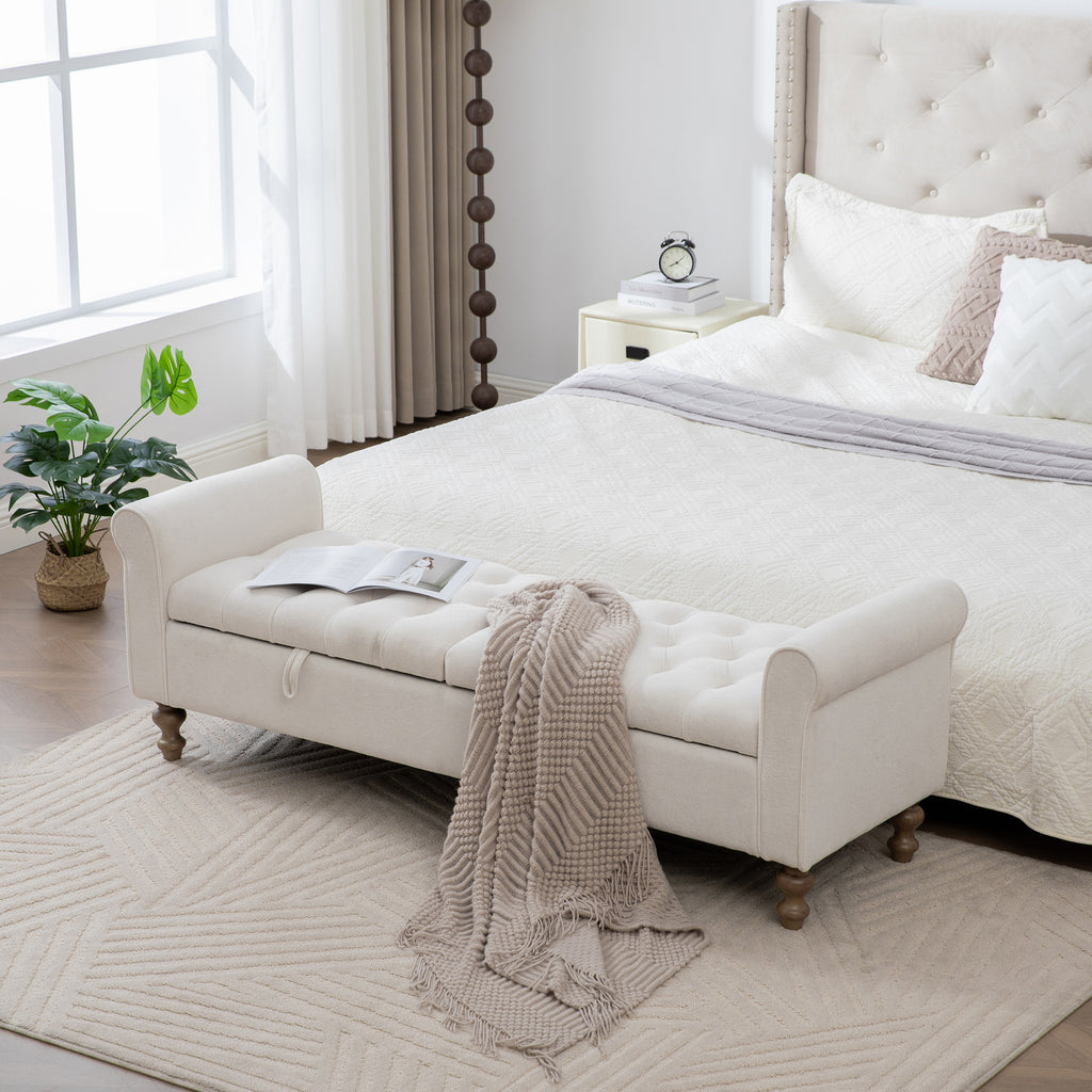 65.75" Wide Modern Upholstered Storage Bench