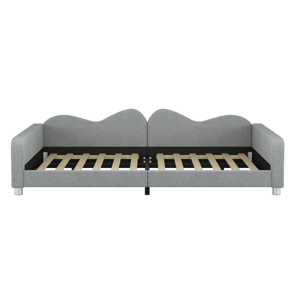 Full Size Upholstered Daybed in Gray Sherpa Fabric