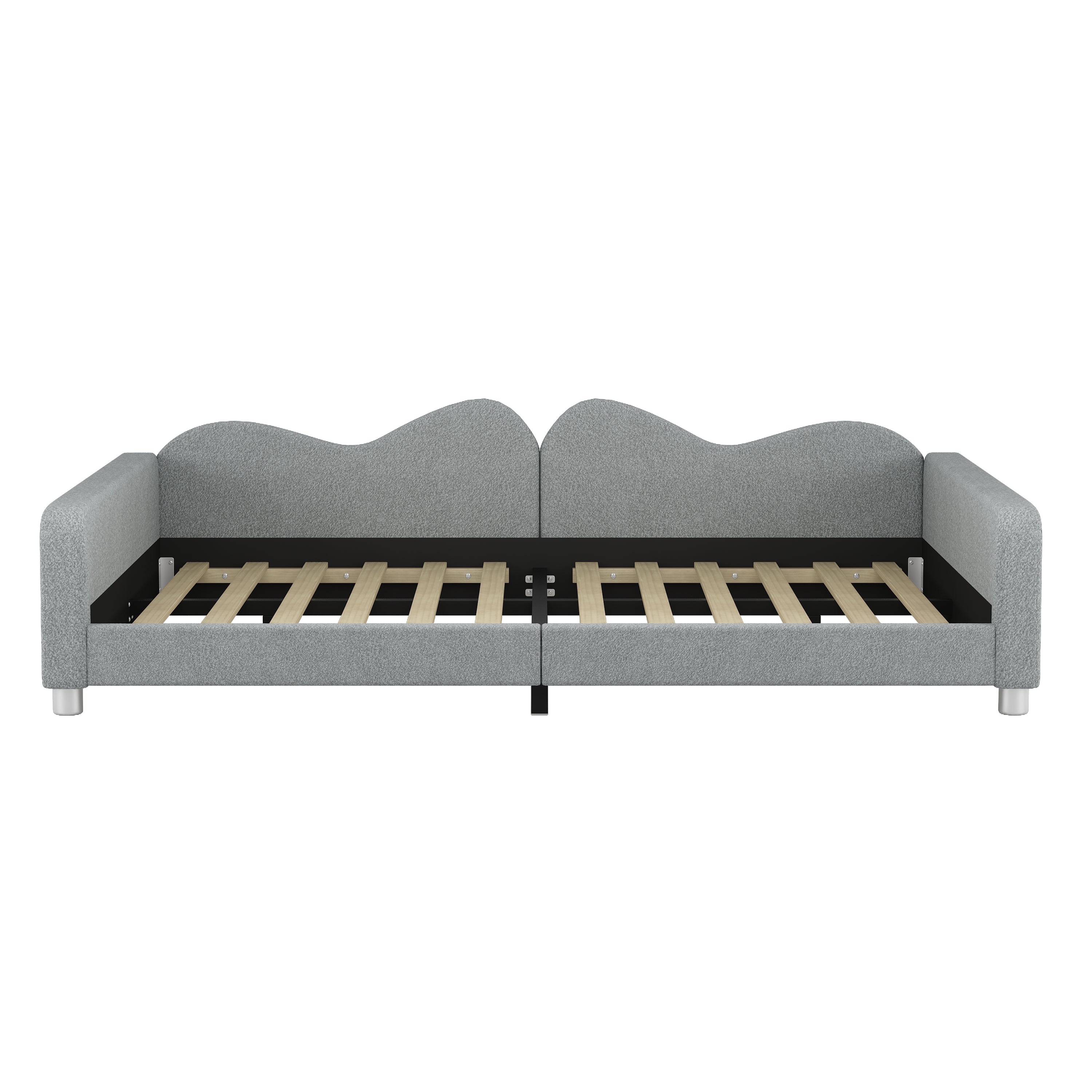 Full Size Upholstered Daybed in Gray Sherpa Fabric
