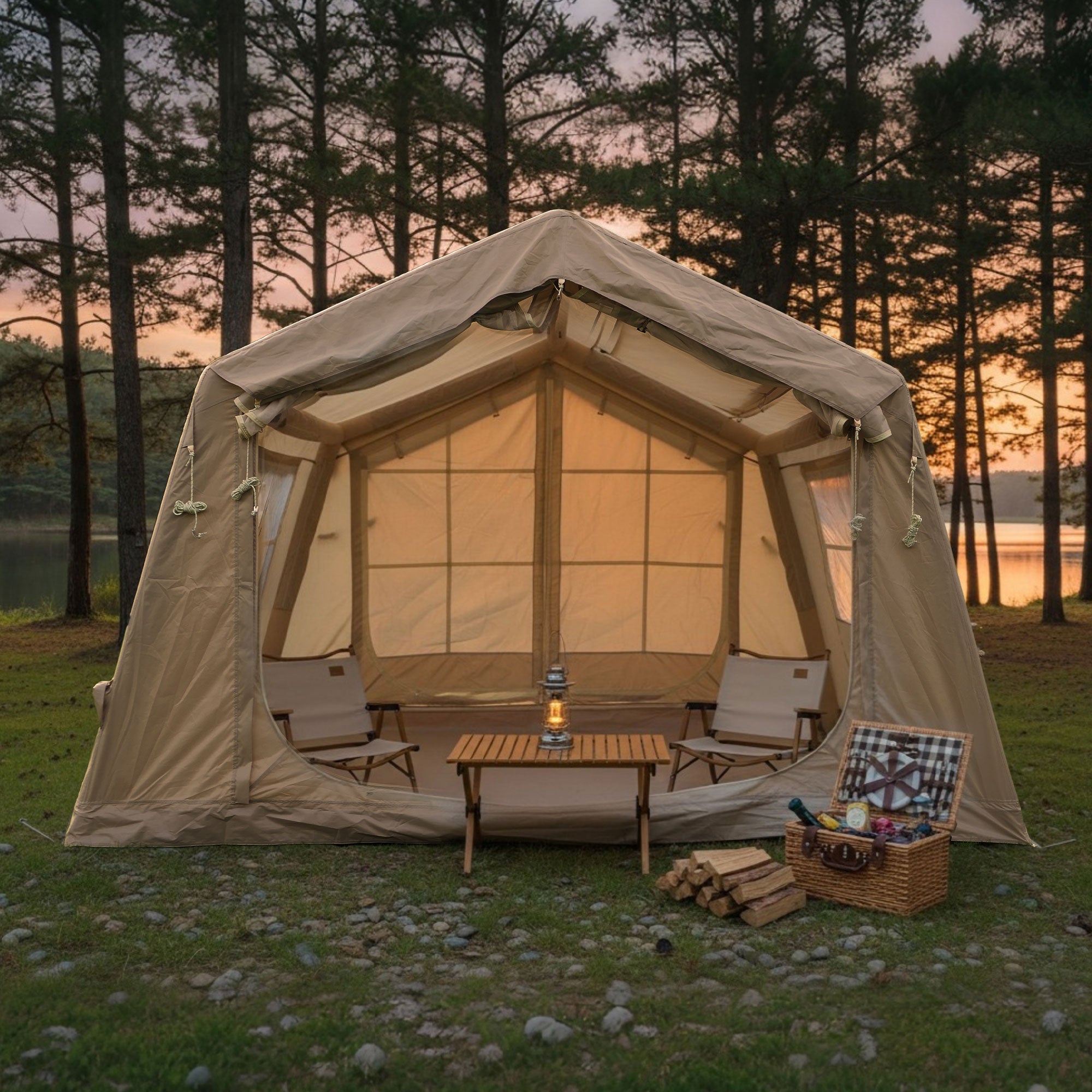 VKAMP Inflatable Camping Tent for 4-8 Persons