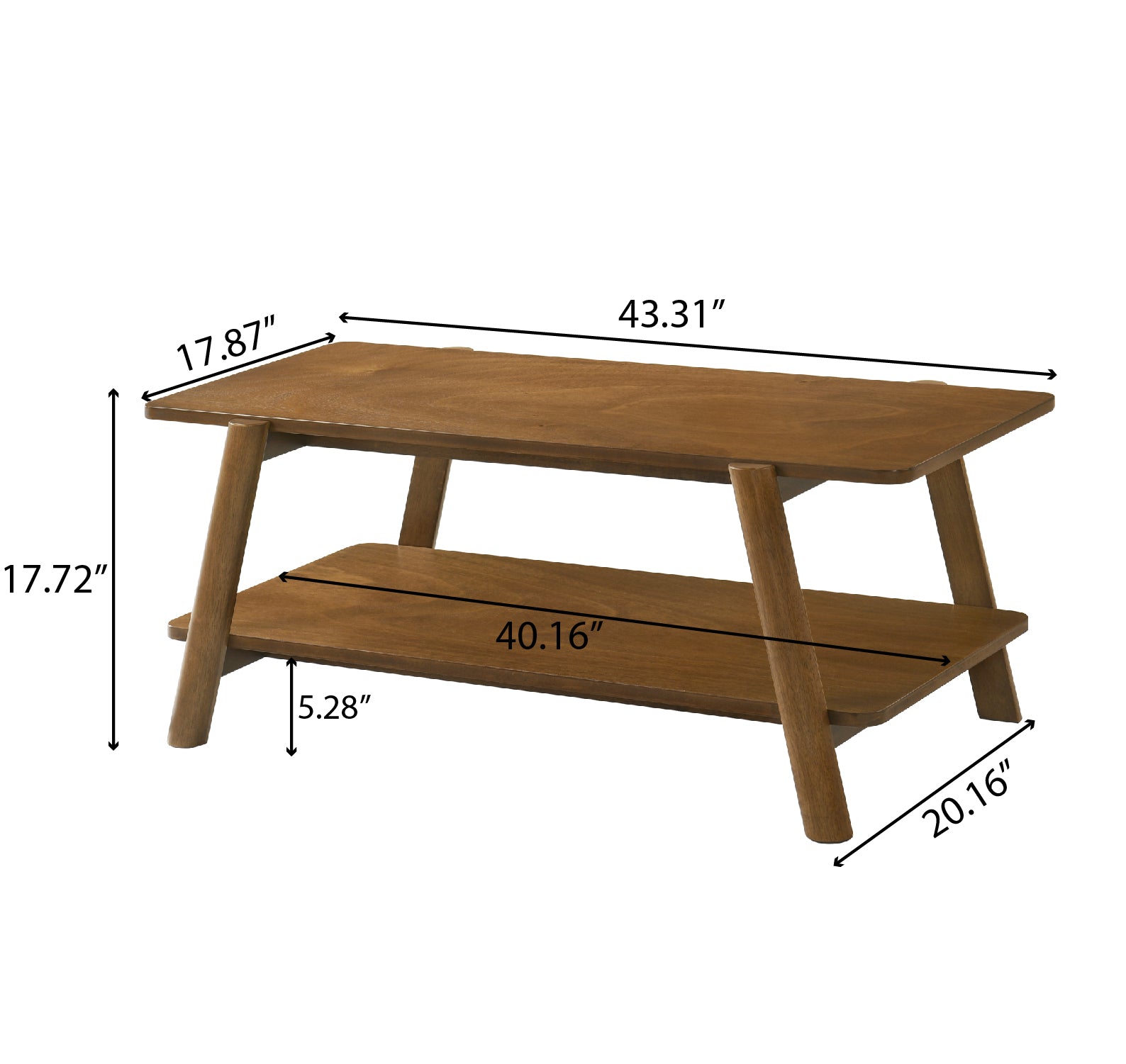 Metz Mid-Century Modern Wood Shelf 3-Piece Coffee Table Set
