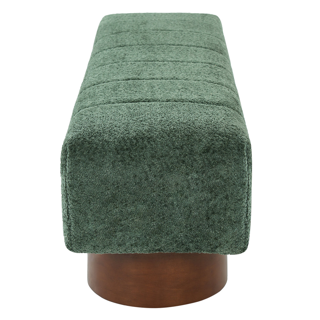 Green Boucle Upholstered Indoor Dining Bench
