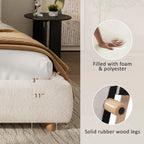 Queen Size Upholstered Bed With Boucle Fabric