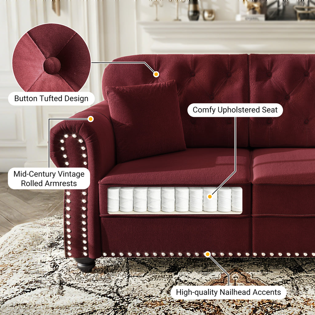 41.3" Upholstered Velvet Sofa with Nailhead Trim