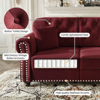 41.3" Upholstered Velvet Sofa with Nailhead Trim