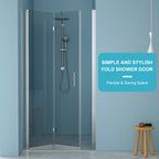 30"W x 72"H Fold Frameless Shower Door with Tempered Glass
