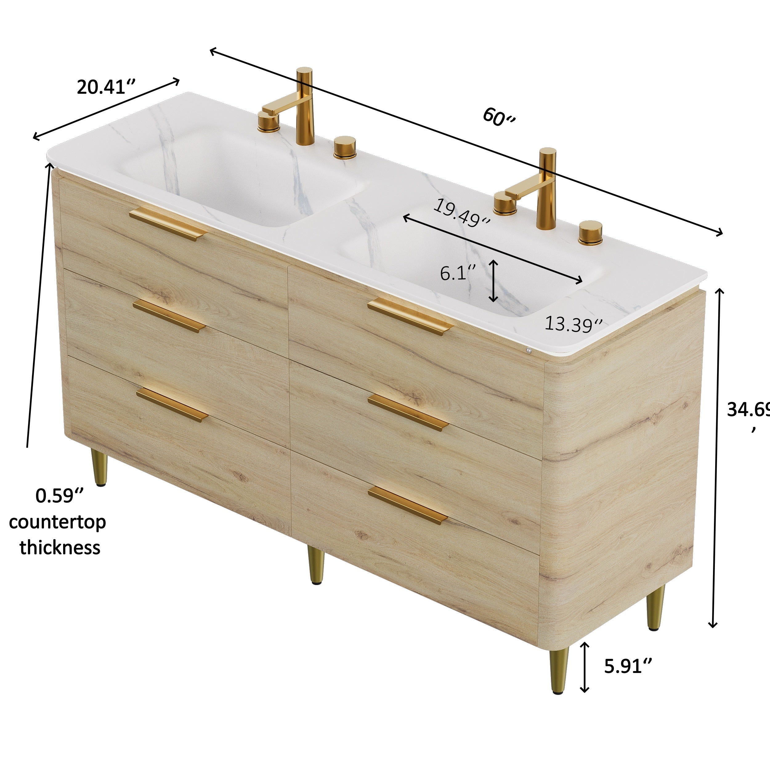 Amara 60'' Bathroom Vanity & Sinks