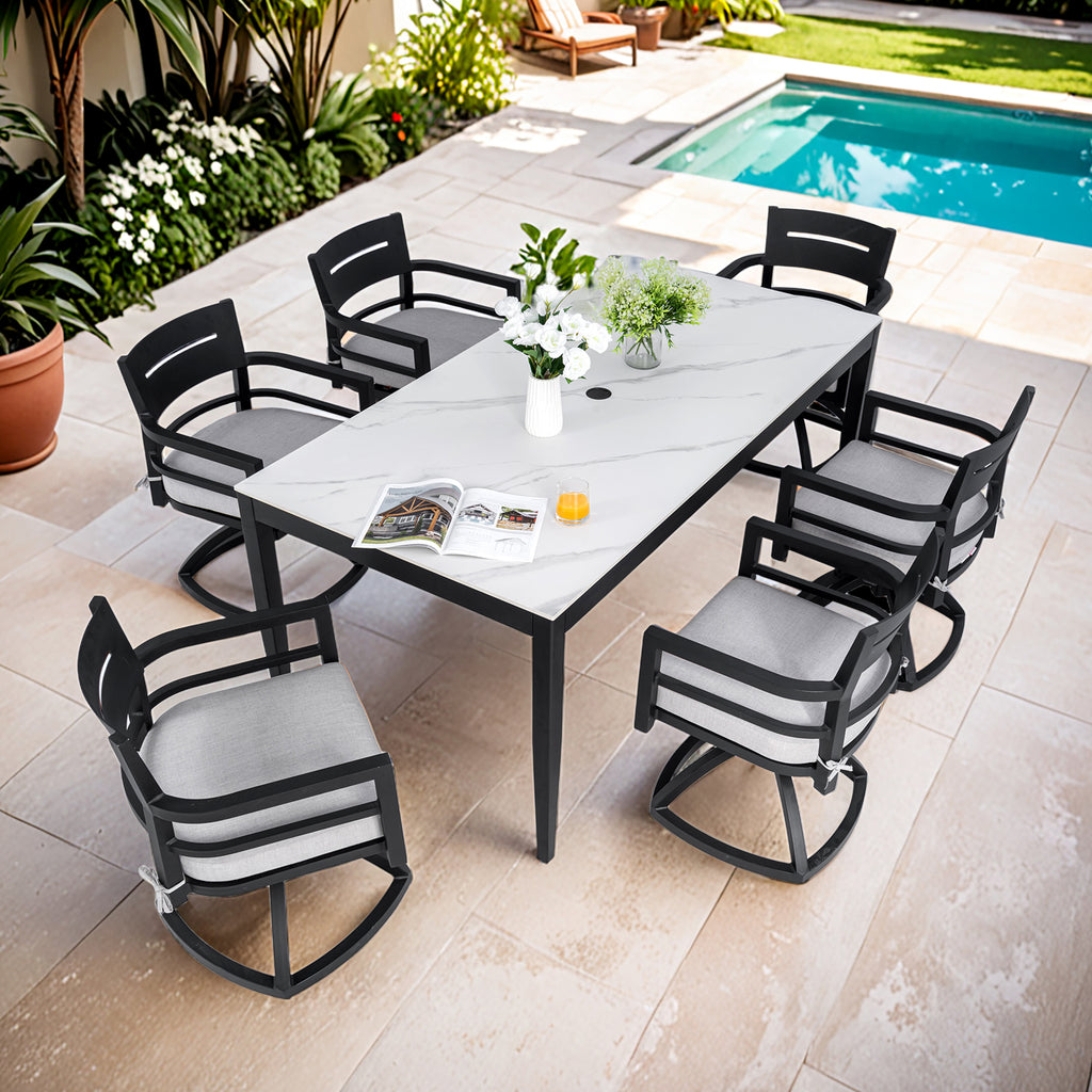 Modern 7PC Outdoor Aluminum Dining Set