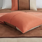 7 Piece Faux Suede Comforter Set Coral King