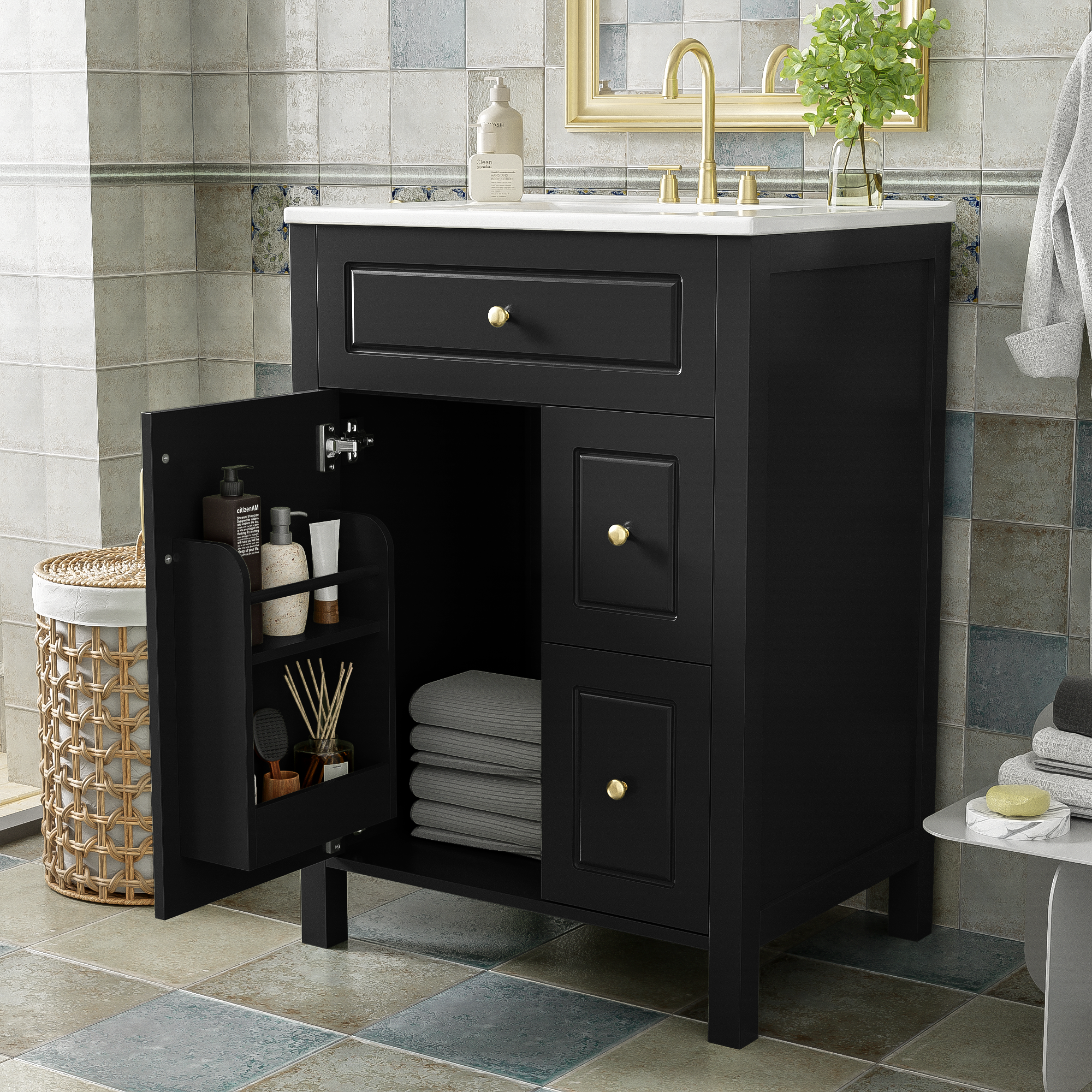 24-Inch Bathroom Vanity with Ceramic Sink