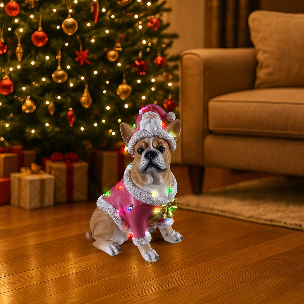 Christmas French Bulldog Statue