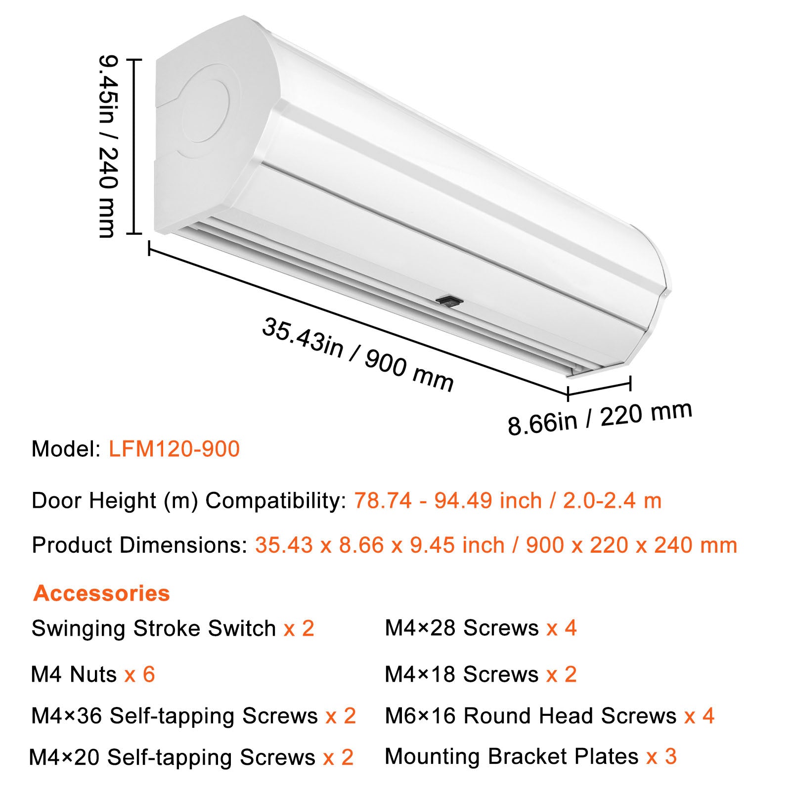 36" Commercial Indoor Air Curtain Super Power 2 Speeds