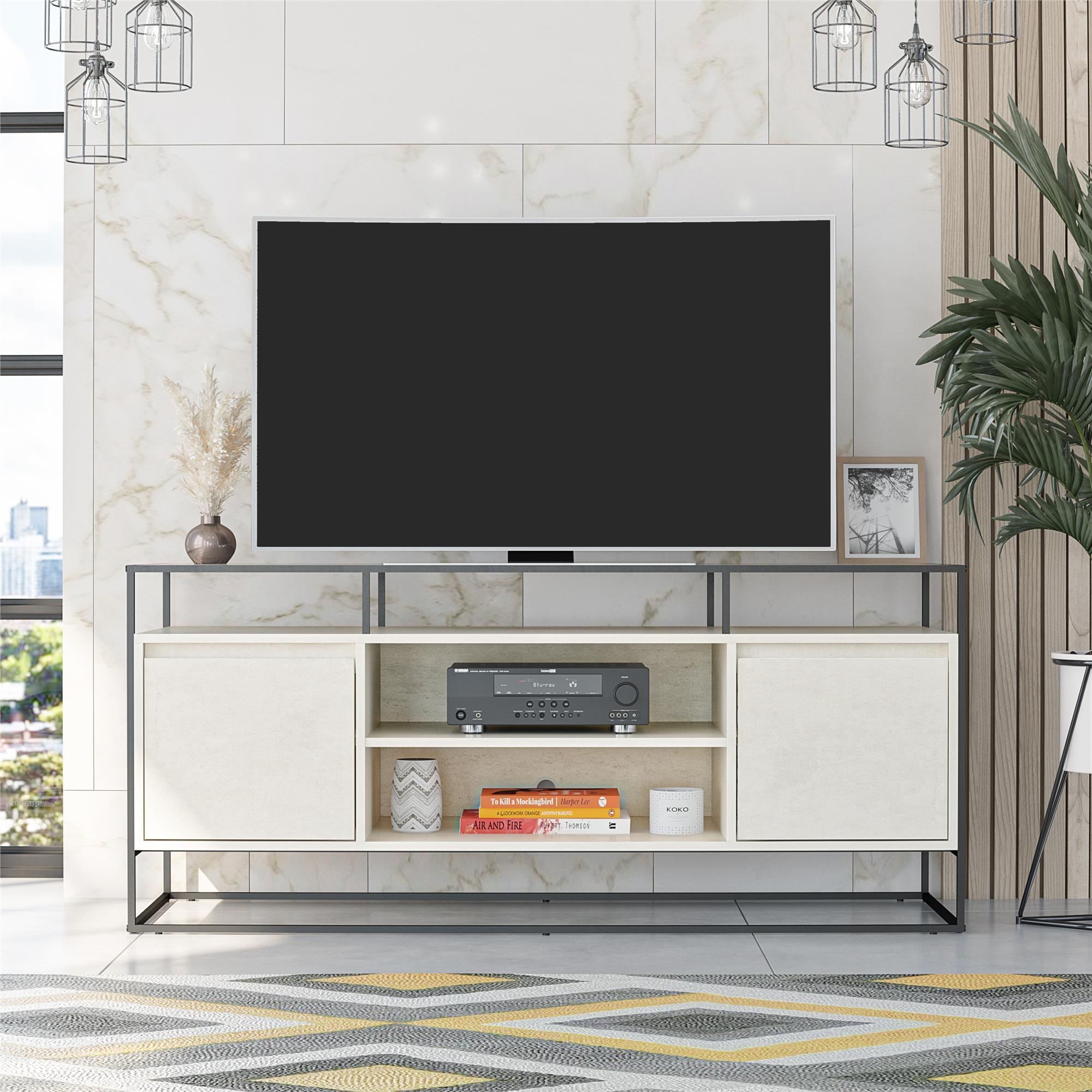 Camley Media Console TV Stand in White