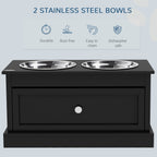 PawHut Large Elevated Dog Bowls with Storage Drawer