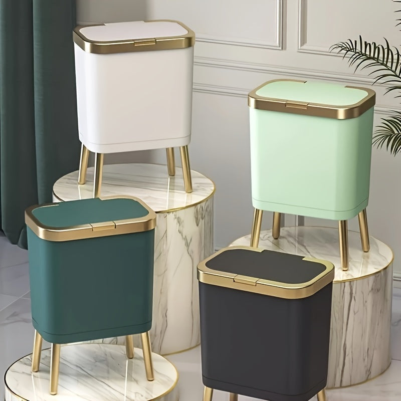 15L Slim Trash Can with Lid Odor Sealing Bathroom Kitchen Bin