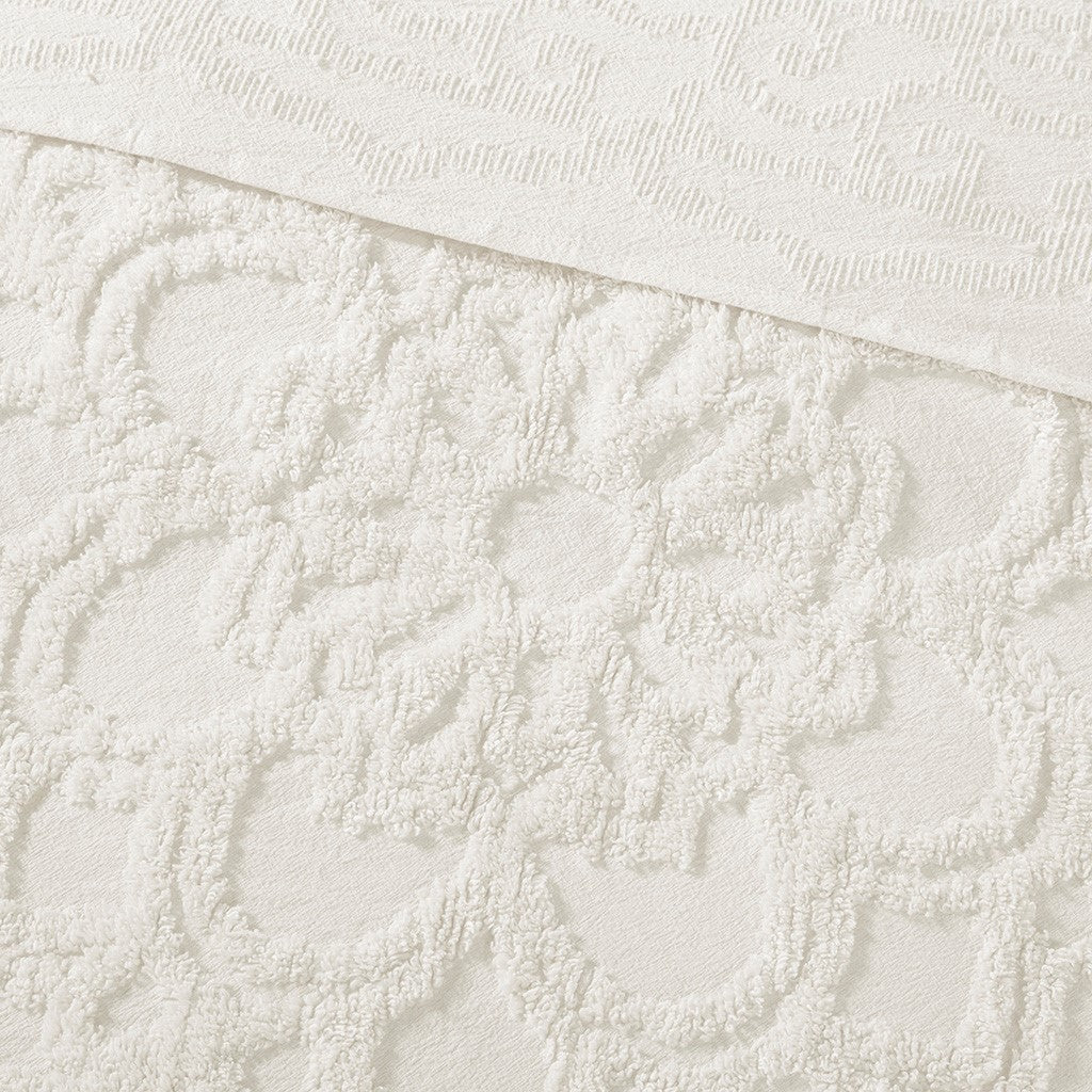 Tufted Cotton Chenille Medallion Fringe Coverlet Mini Set