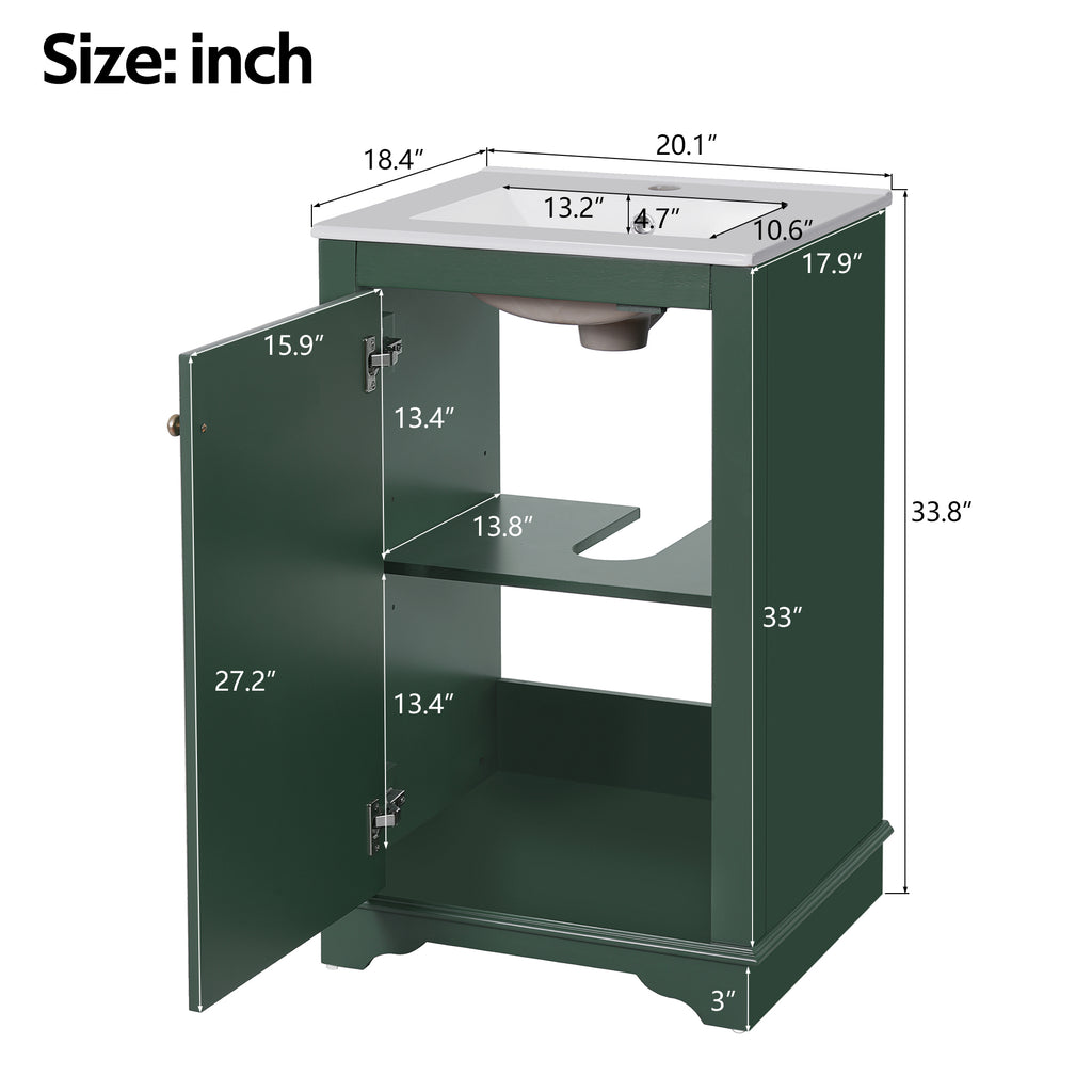 20-Inch Bathroom Vanity with Ceramic Sink