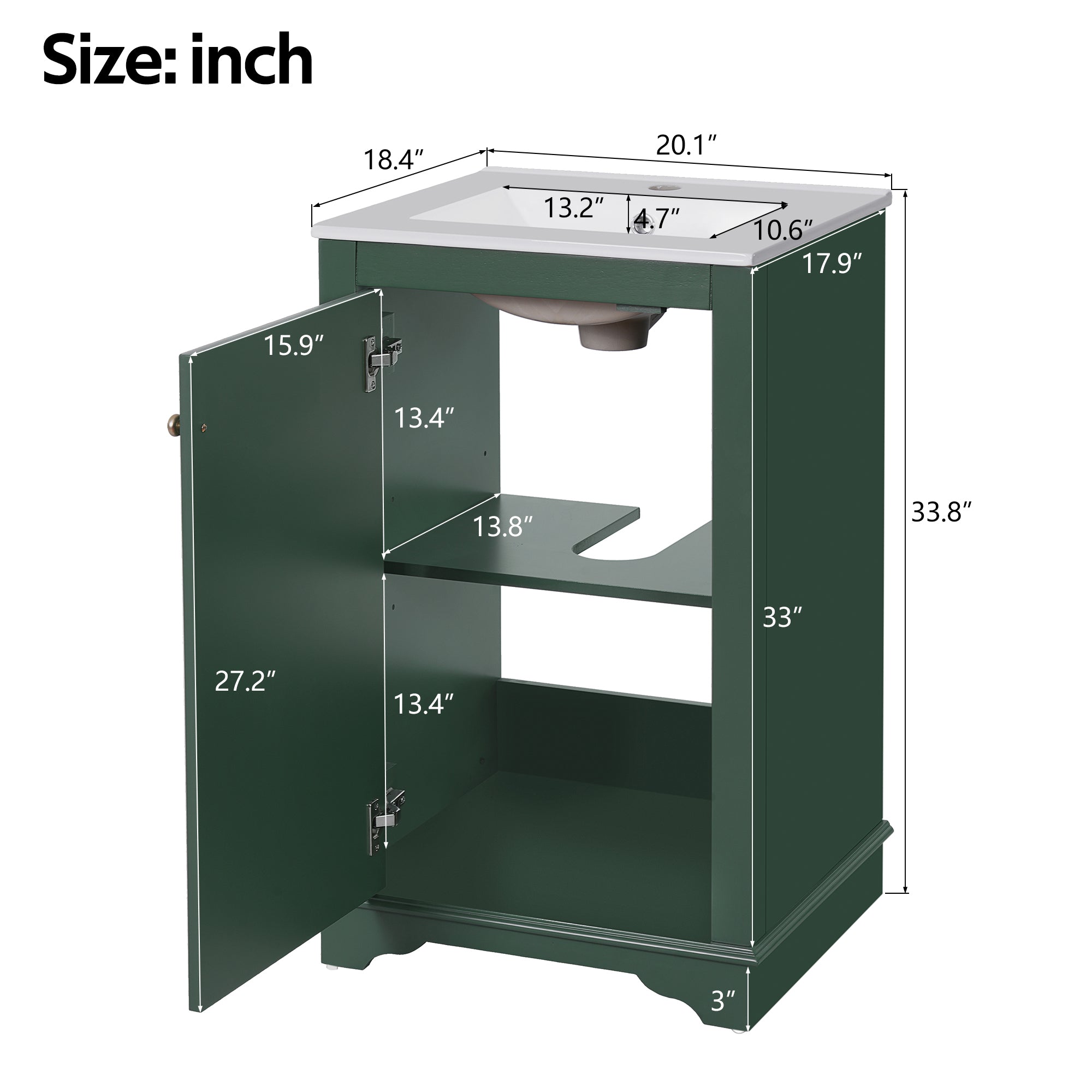 20-Inch Bathroom Vanity with Ceramic Sink