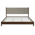 Premium Rubber Wood Platform Bed Frame, King Bed Frame with Headboard Included