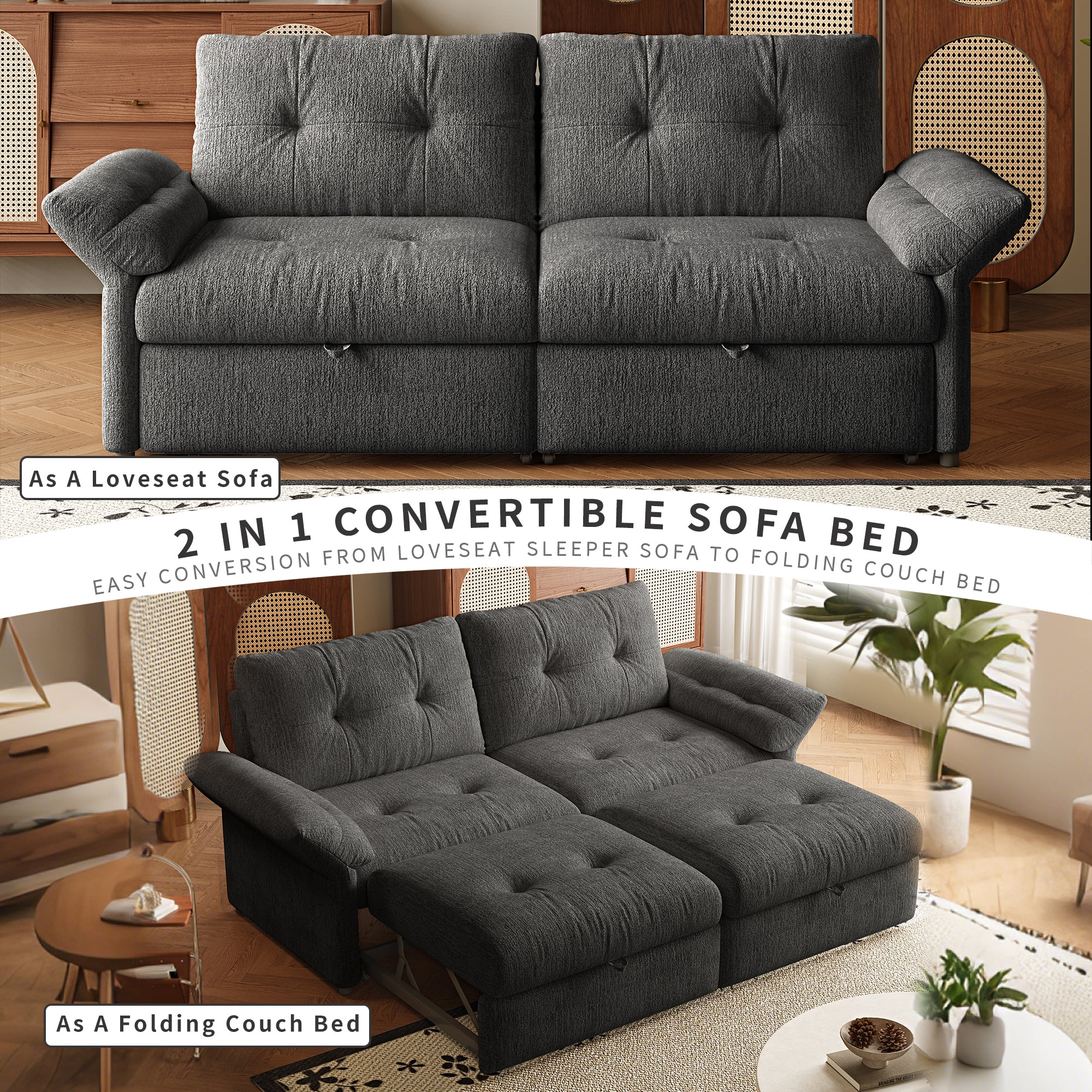 Multi-Functional Sofa with Convertible Bed
