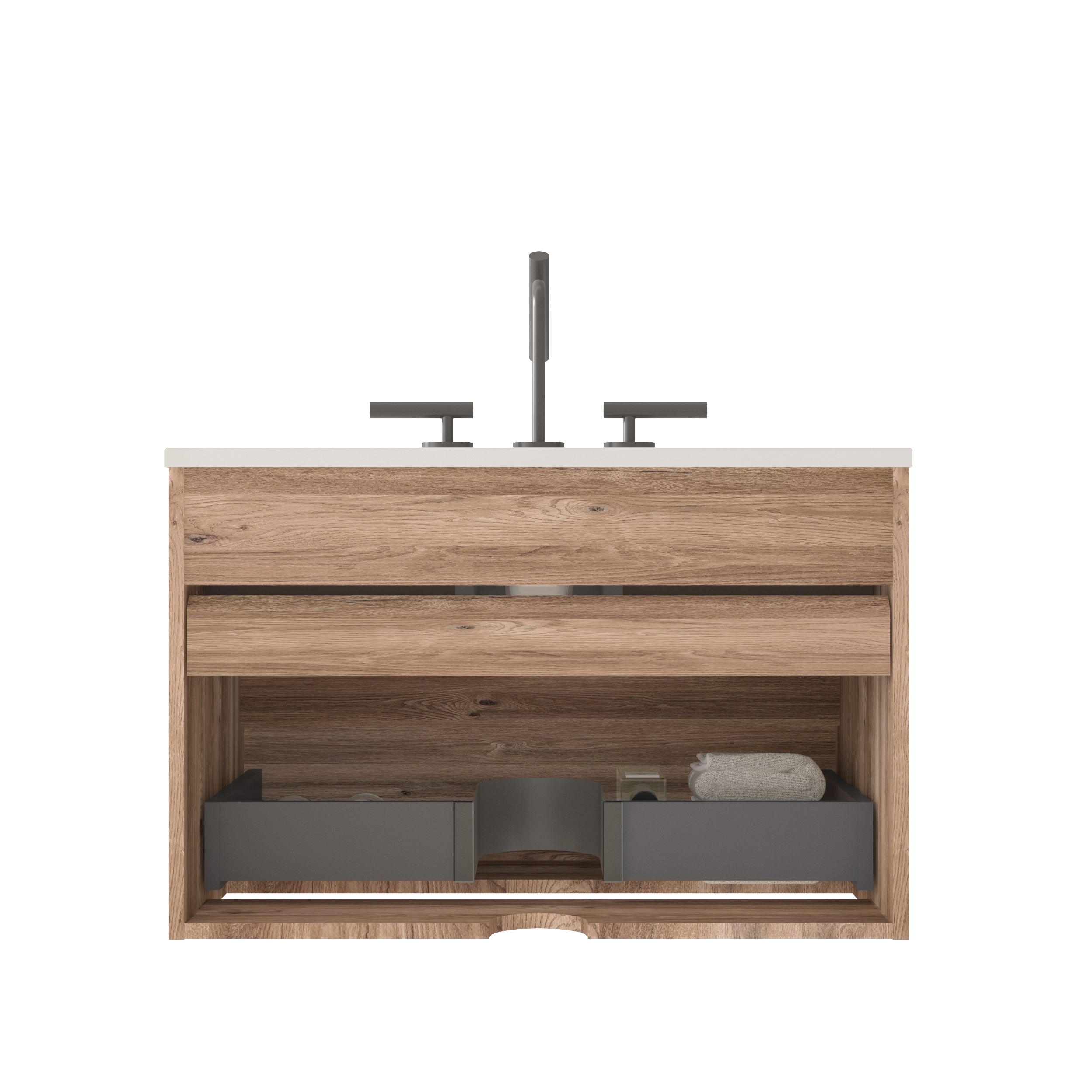 Gloria 30" Wall Mounted Rough Oak Bathroom Vanity