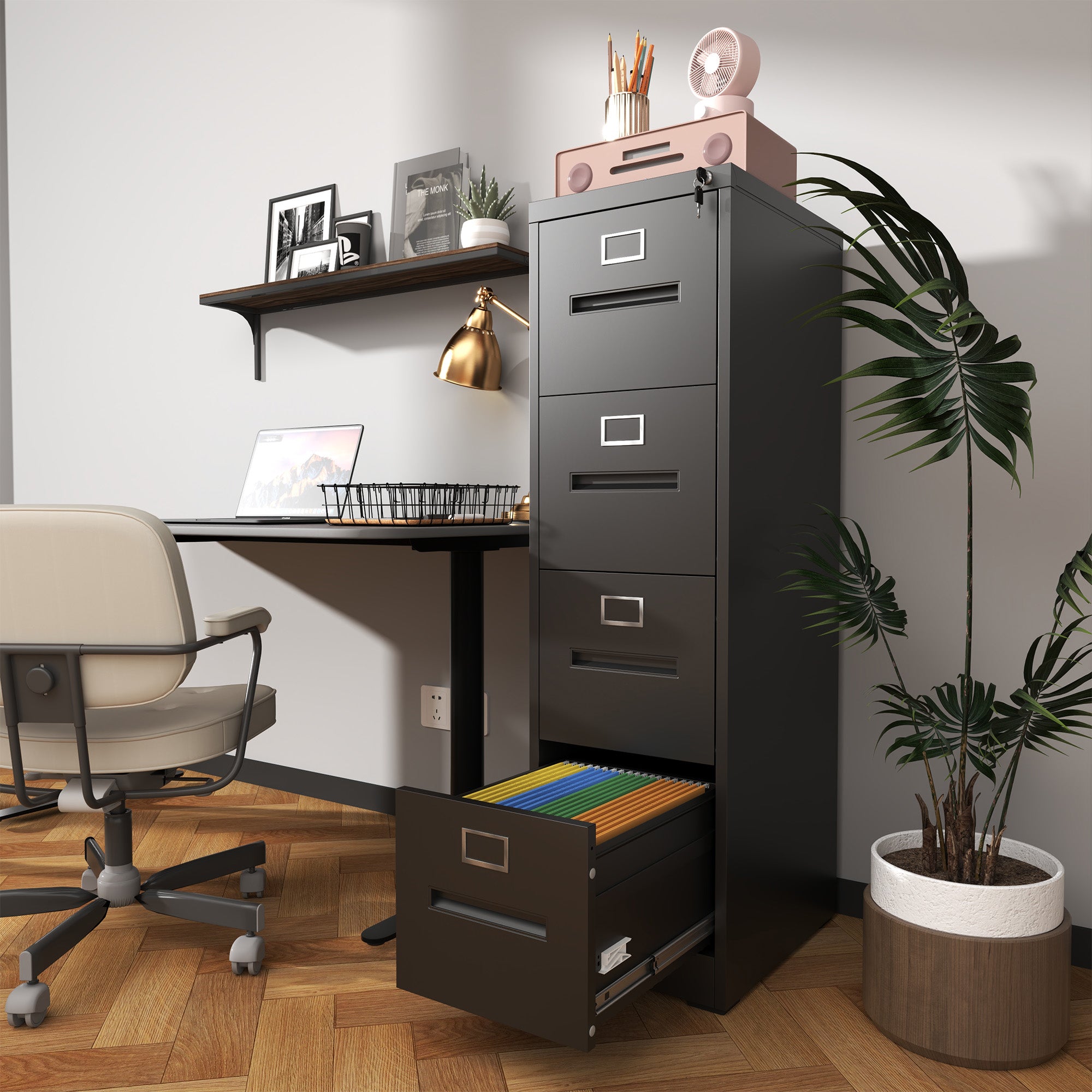 4 Drawer File Cabinet with Lock