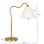 Ornate Brass Ring Base Curved Table Lamp