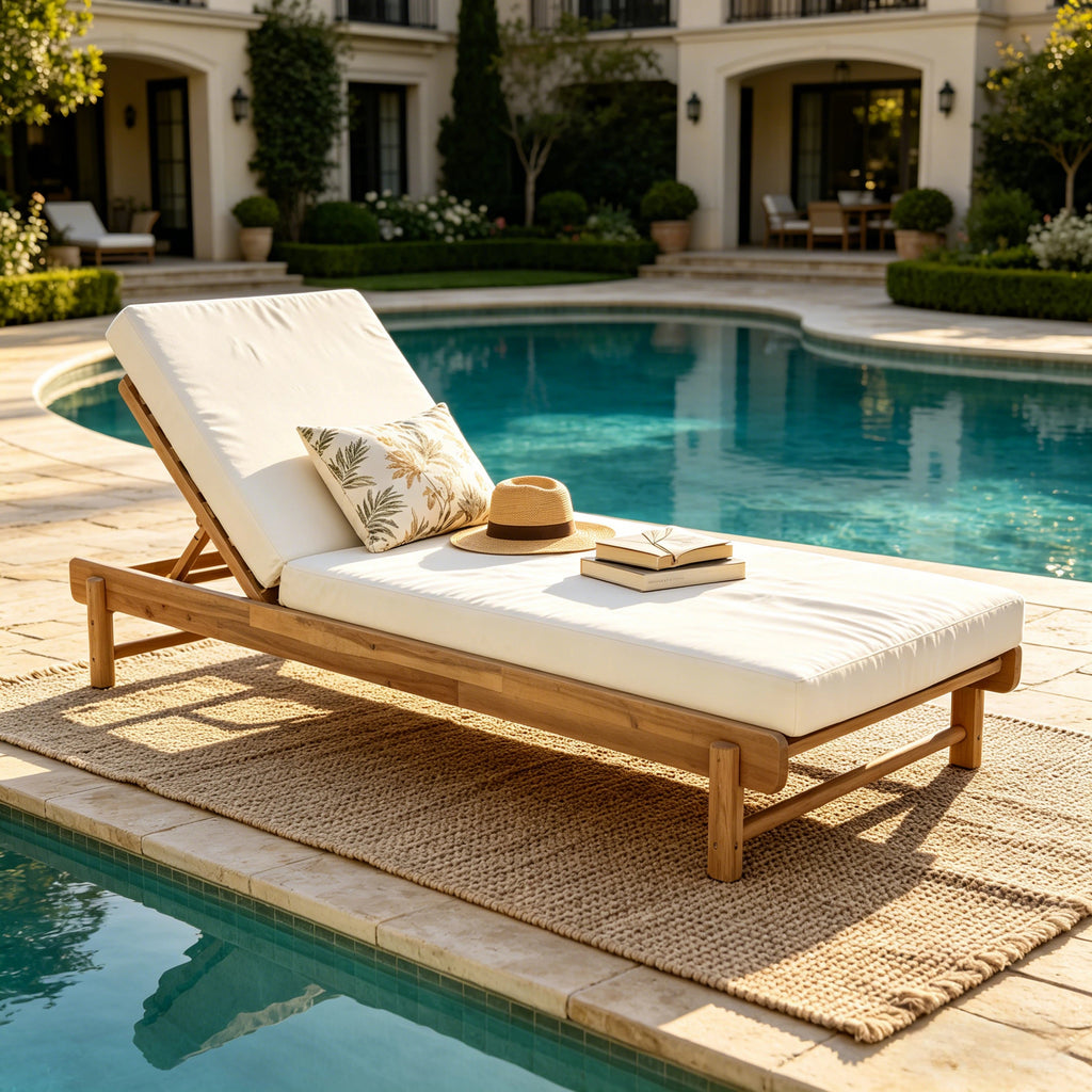 Light Teak Acacia Wood Chaise Lounge Set