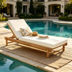 Light Teak Acacia Wood Chaise Lounge Set