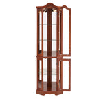 Corner Curio Cabinet with Lights, Adjustable Shelves, and Mirrored Back