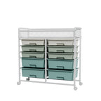 White Large Capacity 2-Row 10-Drawer Rolling Storage Cart
