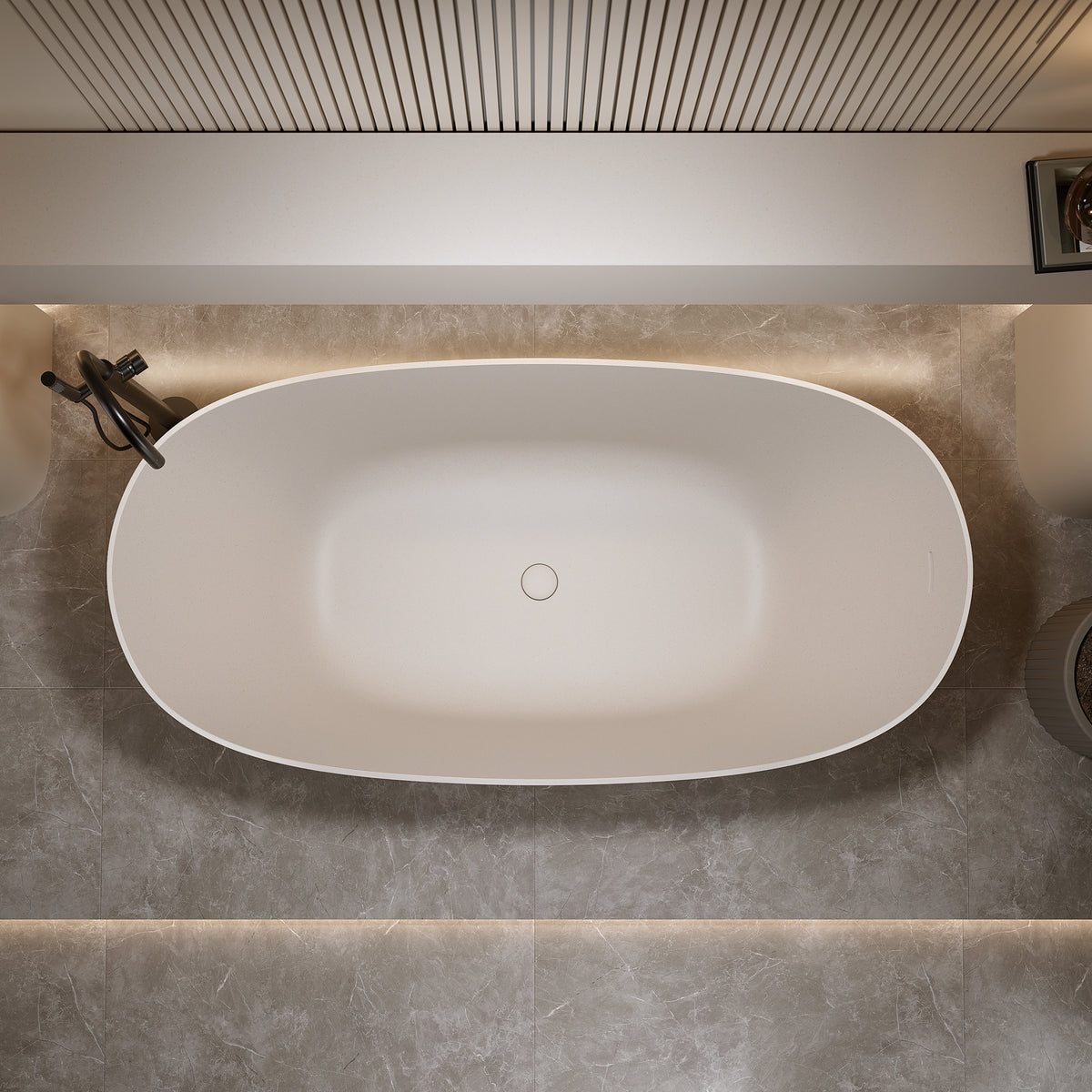 69'' Freestanding Bathtub Resin Stone Soaking Bathtub