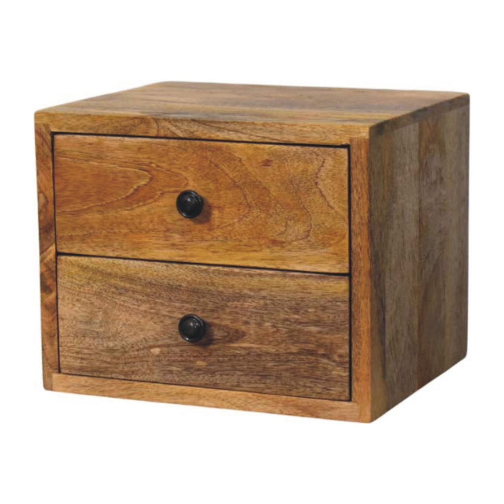 Solid Wood Solis Wall-Mounted Nightstand, 2-Drawers, Oak-ish