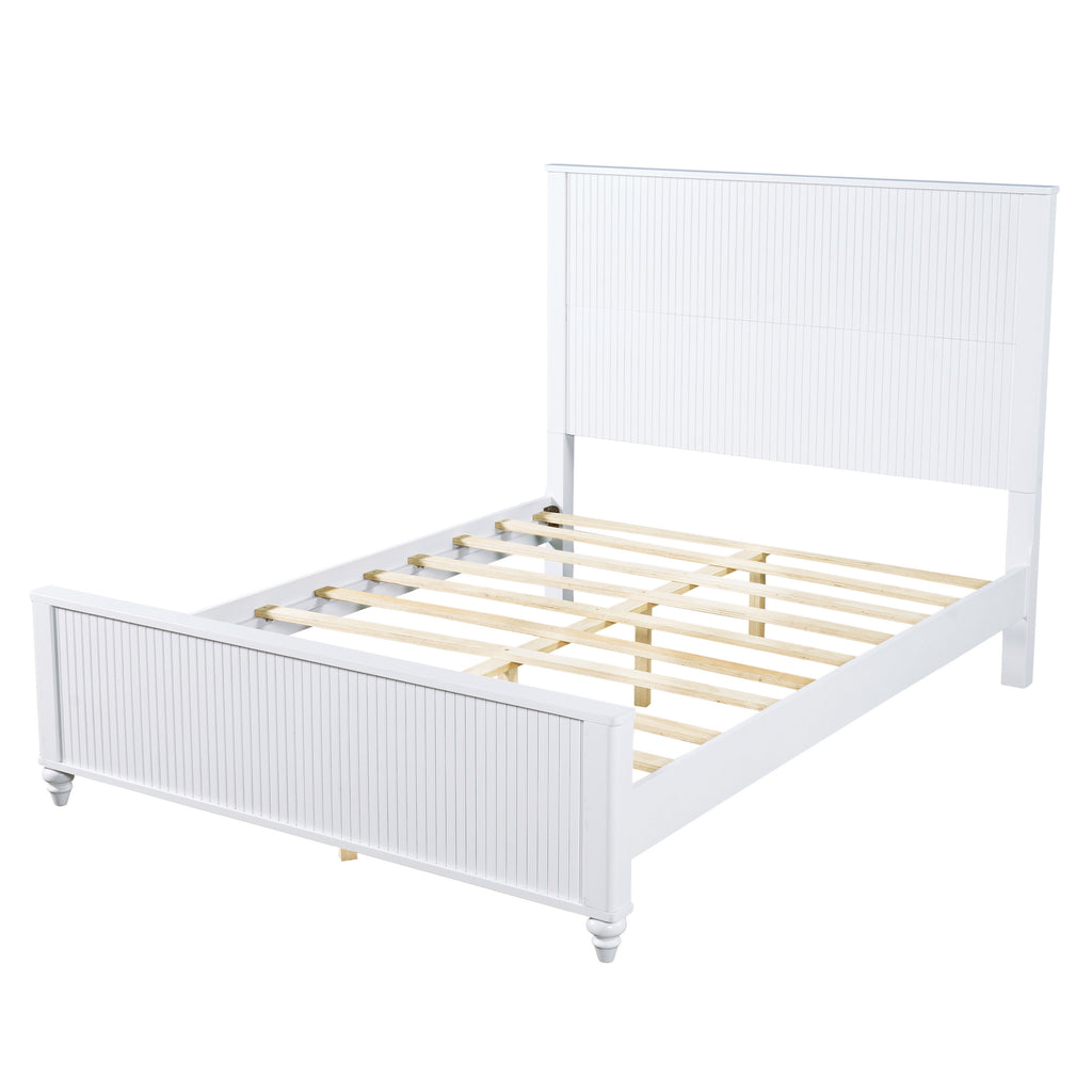 White Queen Size Bed Frame - Solid Wood & MDF