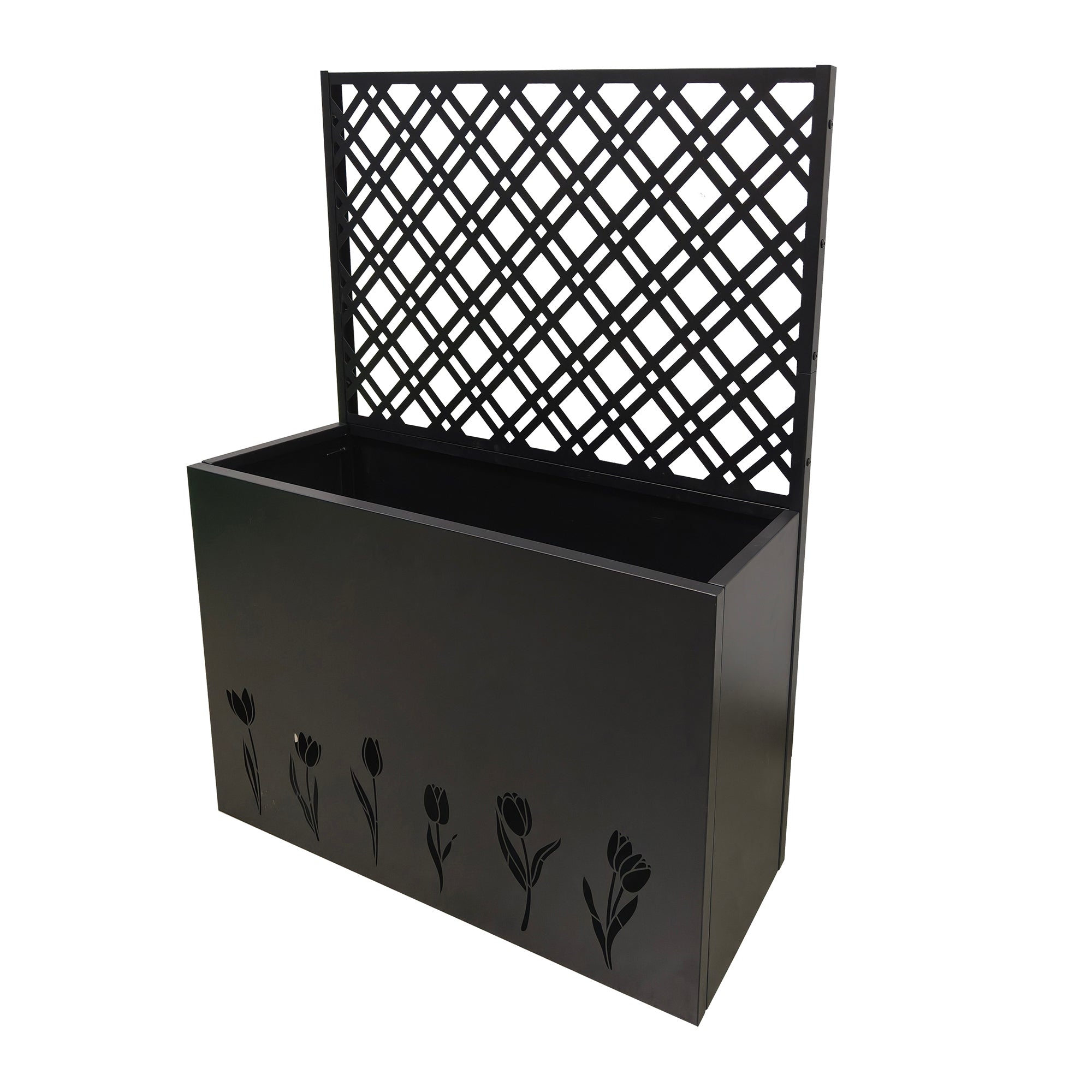 Tall Metal Planter Raised Garden Bed with Trellis