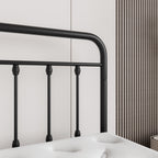 Metal Platform Bed Frame with Victorian Style Headboard