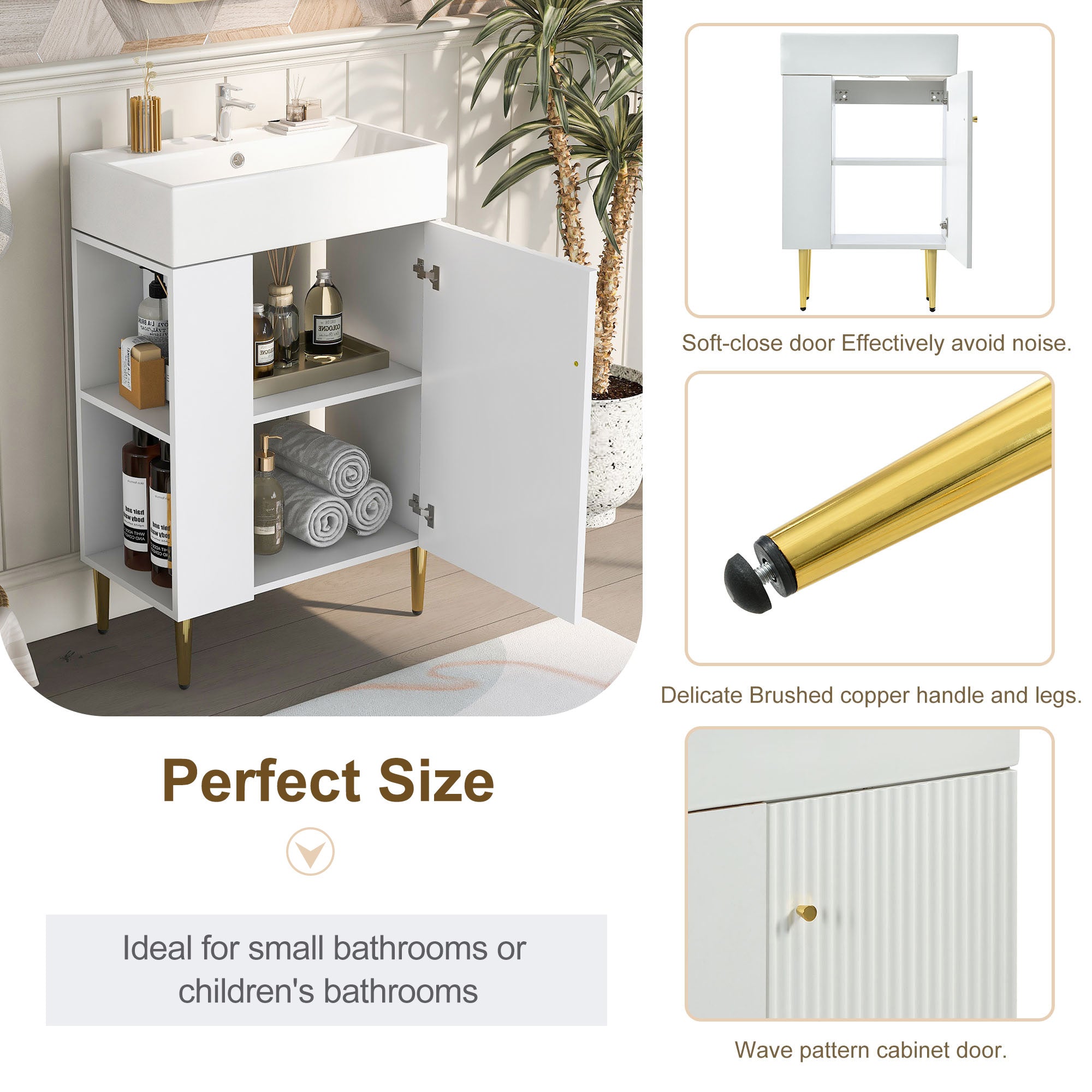 21.6" White Left Side Storage Bathroom Vanity