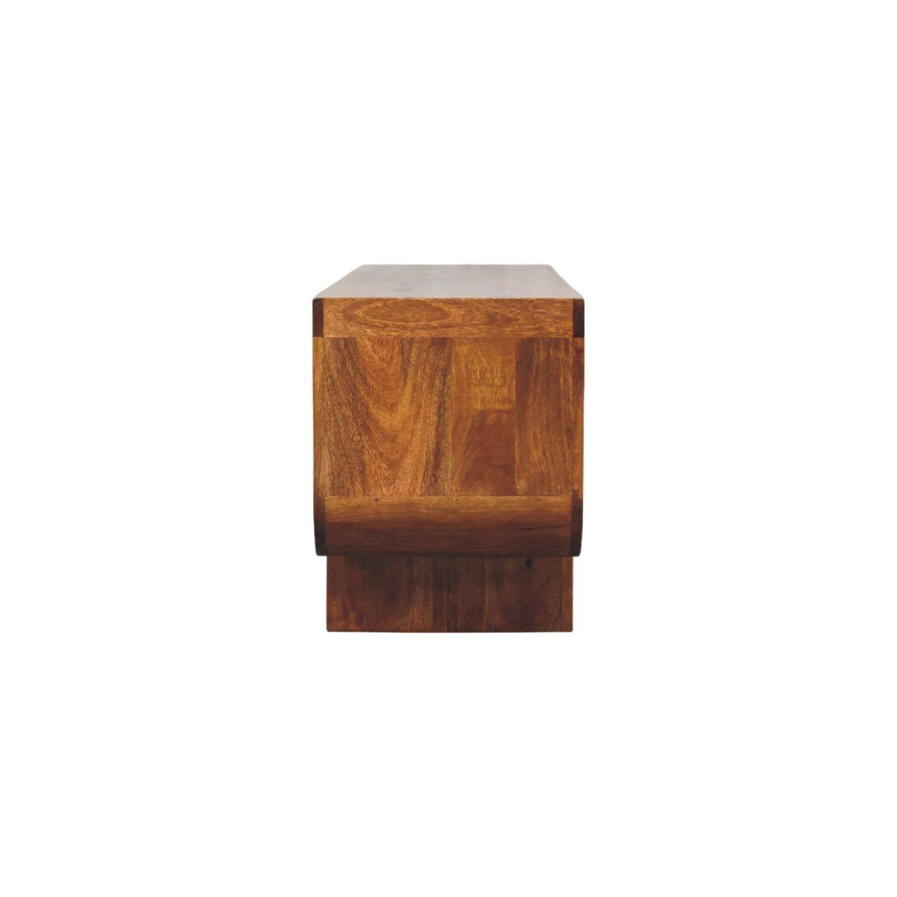 Solid Wood Orion Curved Media Unit, 3 Open Slots, Chestnut