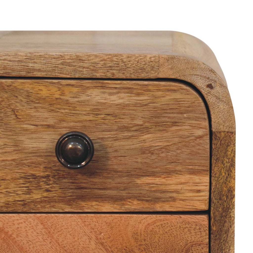 Solid Wood Extra Mini Curved Oak-ish Bedside Table