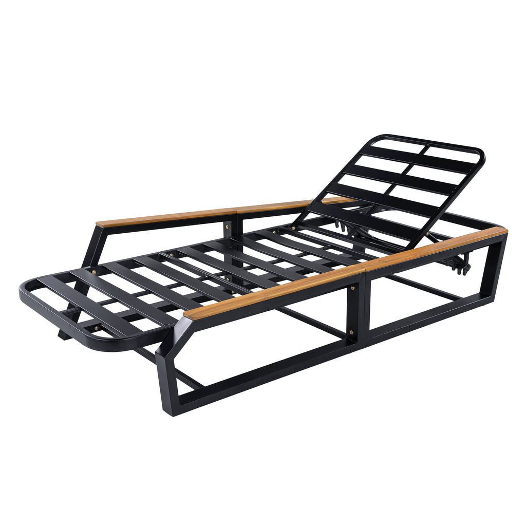 5-Piece Outdoor Chaise Lounge Set, 2 Adjustable Recliners with Side Table